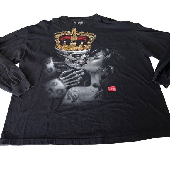 OGabel Lost-King T-Shirt 3XL Skull King Graphic-Tee Grunge EUC Long Sleeve - Picture 1 of 6